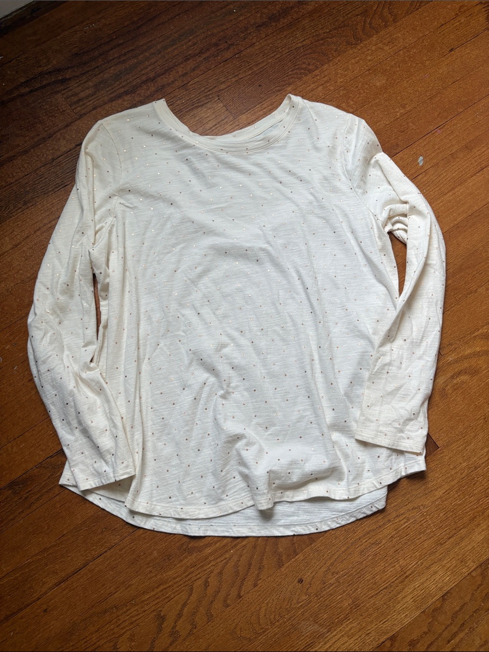 Old Navy Cream Long-Sleeve Top with Subtle Dot Accents